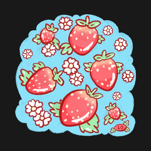 Strawberries and Blossoms - Powder by DinoCatDraws