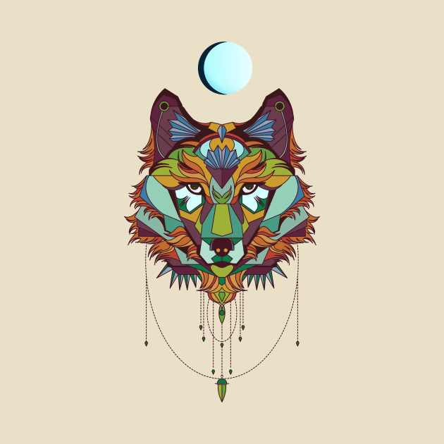 Full Moon Wolf Sacred Geometry by LittleBunnySunshine