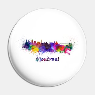 Montreal skyline in watercolor Pin