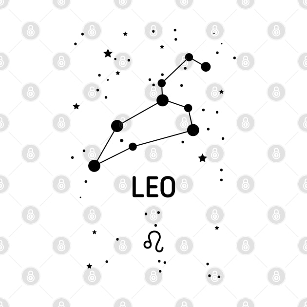 Leo Zodiac Sign Constellation (Black Print) by The Cosmic Pharmacist