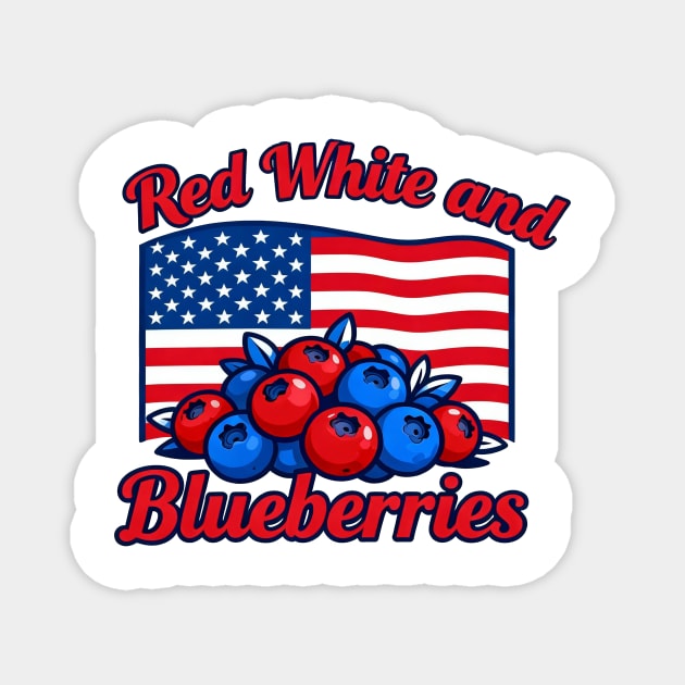 Red White and Blueberries - Patriotic USA Flag Design Magnet by ArtistTee ⭐⭐⭐⭐⭐