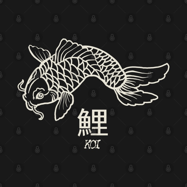 Japanese Traditional Koi Fish Kanji Zen by Mewzeek_T