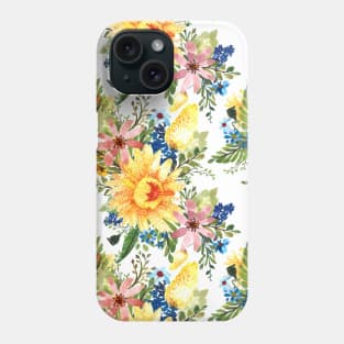 Flowers of Yellow, Blue and Pink Phone Case