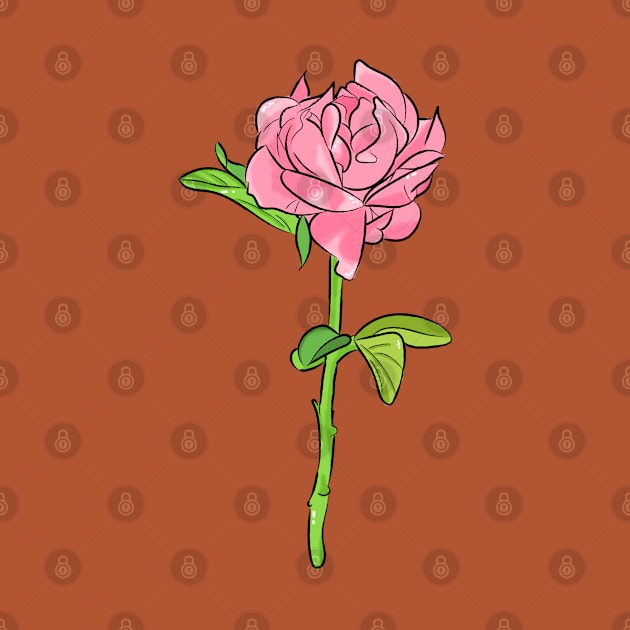 Beautiful pink rose with blue background. by Lizzamour