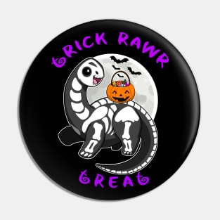 Trick Rawr Treat Halloween Dinosaur kawaii kids costume Brontosaurus Pin