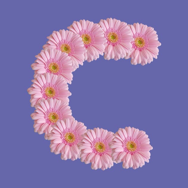 Letter C Pink Gerbera Daisy Typography by ellenhenryflorals