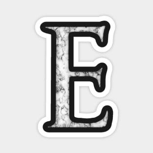 E in Roman White Marble Latin Alphabet Letter Sticker Magnet