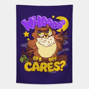 Who Cares Cartoon Owl Tapestry