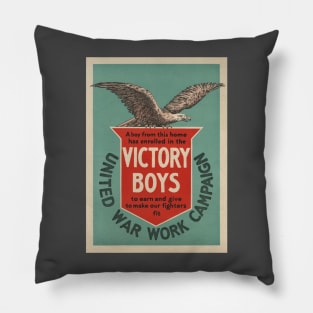 1918 WWI Victory Boys United War Work Poster Pillow