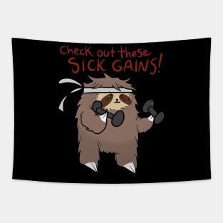 Fitness Sloth "Check out these sick gains!" Tapestry