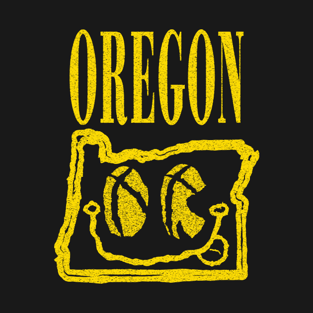 Oregon Grunge Smiling Face Black Background by pelagio