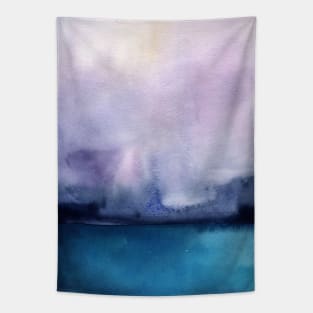 Watercolor landscape sky clouds Tapestry