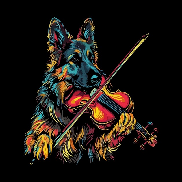 German Shepherd Playing Violin by JH Mart