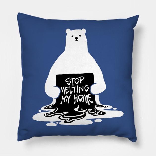 Polar Bear Stop Melting Home Earth Day Pillow by vo_maria