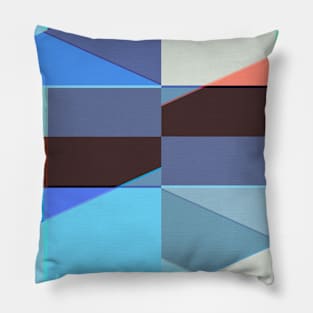 Neon - Blue Geometric Abstract Design Pillow