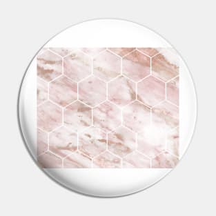 Pink marble with rose gold accents - hexagons Pin