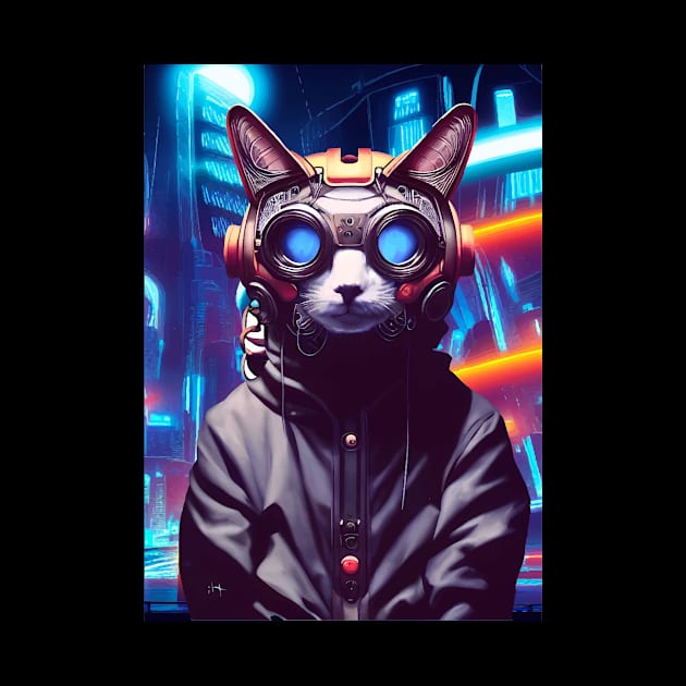 Cool Japanese Techno Cat In Japan Neon City by star trek fanart and more