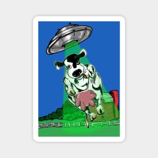 Cow and Flying Saucer. We have come for your Milk Products Magnet