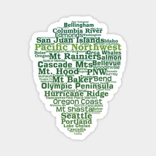 Pacific Northwest Region Word Art List Magnet