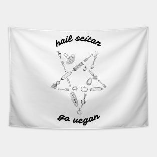 Hail seitan, go vegan / BLACK / Tapestry