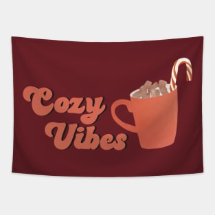 Retro Christmas Hygge Cozy Vibes with Hot Cocoa Tapestry