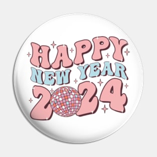 Disco Happy new Year 2024 Groovy Pin