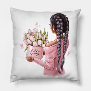 Hello Spring Tulips Pillow