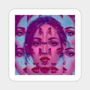 BIG WINS Weirdcore Glitch Art Portrait Magnet