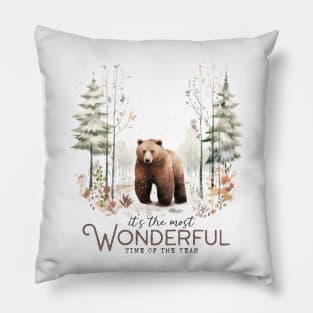 Winter Wilderness : It's the Most Wonderful Time of the Year Pillow