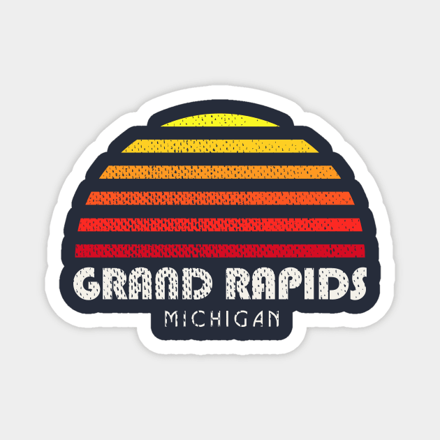 Grand Rapids Michigan Retro Sunset Magnet by PodDesignShop