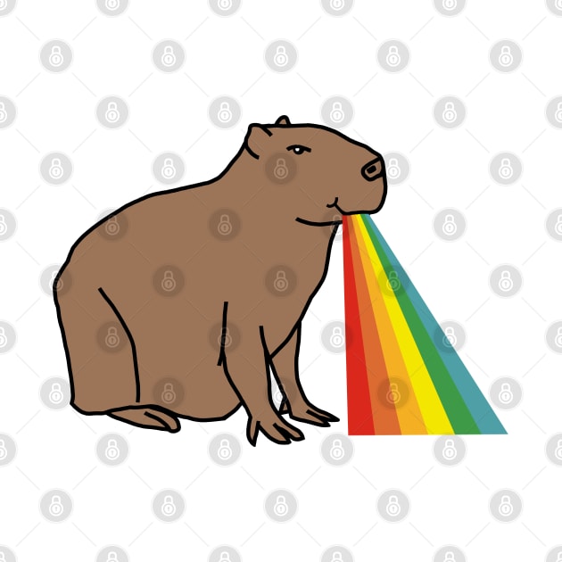 Animals with Rainbow Puke Happy Capybara by ellenhenryart