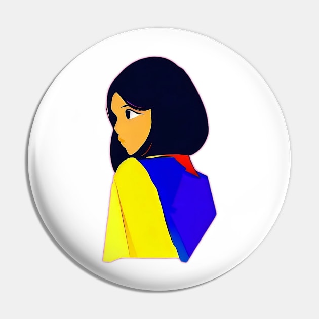 Delicate Cartoon Girl Pin by lowpolyshirts