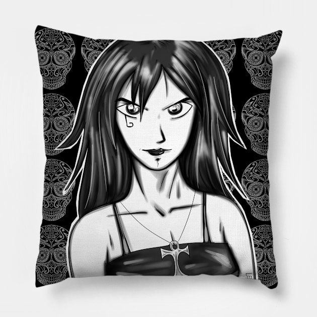 death from sandman skeleton girl ecopop Pillow by jorge_lebeau