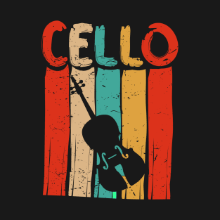 Retro Cello Art Cellist Gift Idea Cello Player 70s 80s T-Shirt