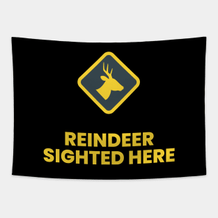 Reindeer Sighted Here! Yellow Tapestry