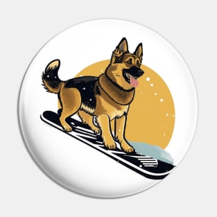 Ride with a Purpose: Snowboarding German Shepherd Design that Plants Trees Pin