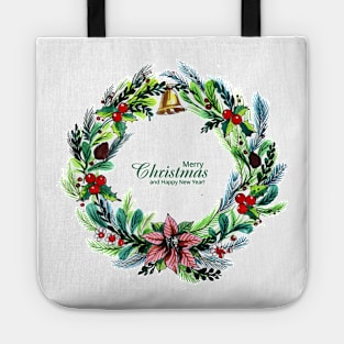 Merry Christmas Floral Ring Tote