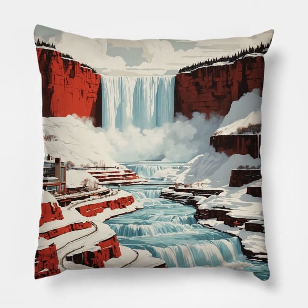 Niagara Falls Canada Vintage Poster Tourism Pillow by TravelersGems