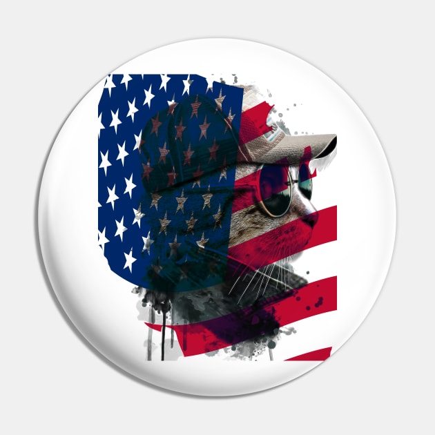 Funny cat and american flag Pin by NATSY_CAT