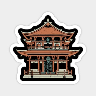 Japanese Temple Woodblock Print Magnet