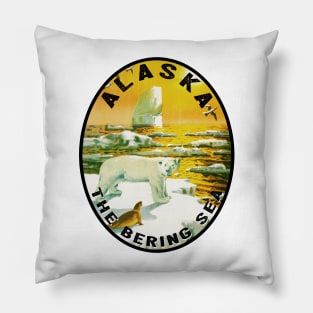 Bering Sea Alaska Polar Bear Seal Iceberg Vintage Travel Pillow