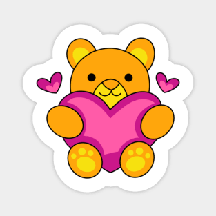 Cute Bear with Hearts Magnet