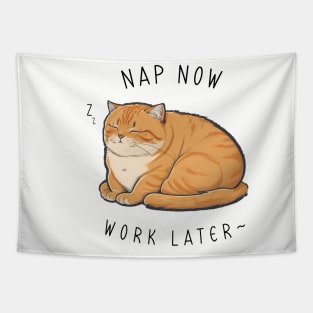 NAP NOW SLEEP LATER CAT Tapestry