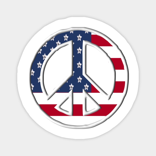 Peace With American Flag Magnet by m2inspiration
