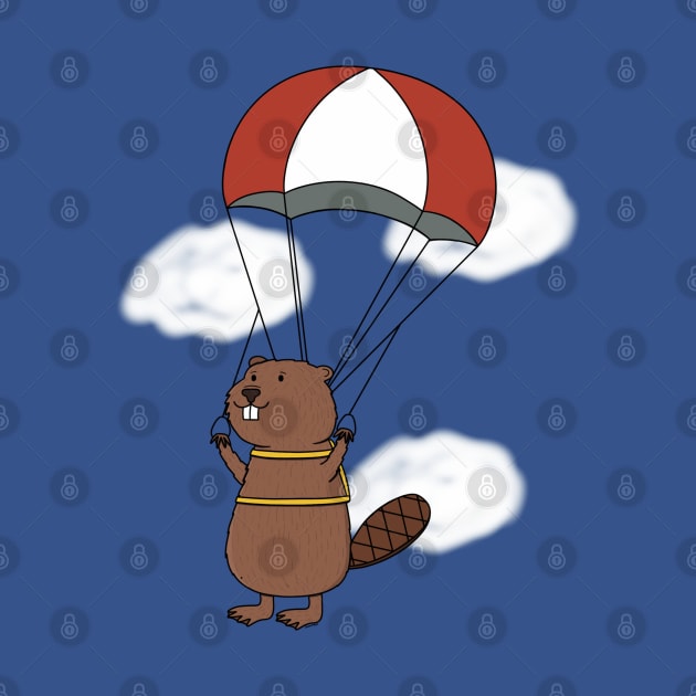 Parachuting Beaver by Coconut Moe Illustrations