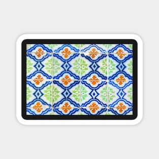 Blue, green, orange and white antique Lisbon tiles Magnet