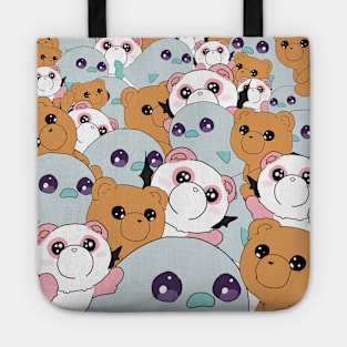 Teddy demon, Eggplant seal, and Panda demon Tote