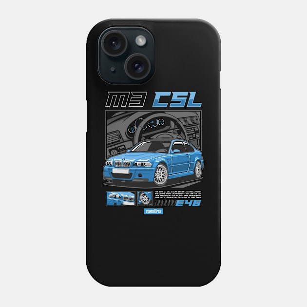 BMW E46 M3 CSL Phone Case by squealtires