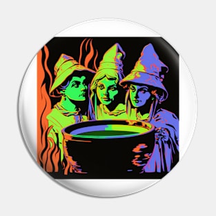 Witches Around a Cauldron Pop Art 2 Pin