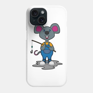 Mouse as Fisher with Fishing rod Phone Case